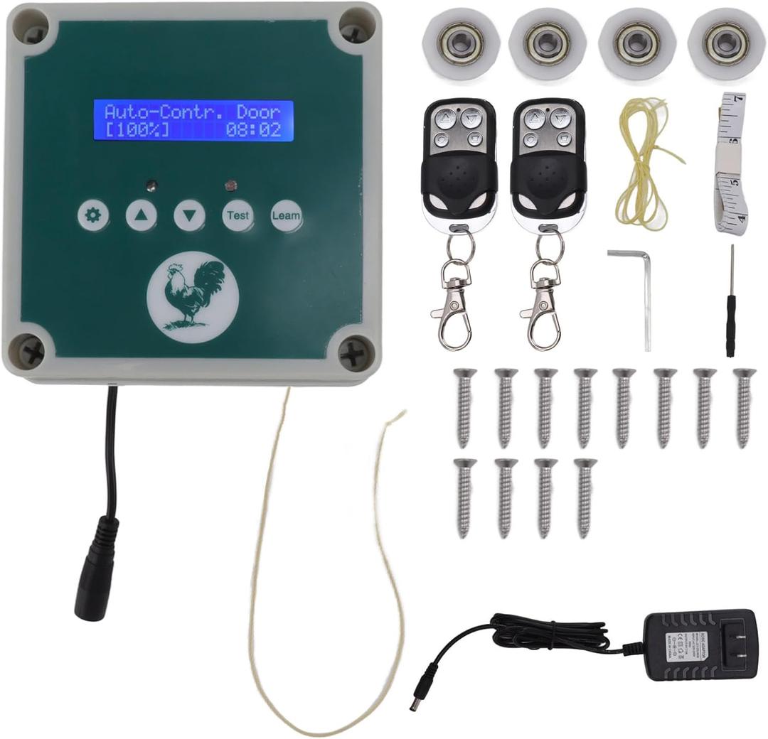 Automatic Chicken Coop Door Controller, IP44 Cage Opener Remote Control Poultry House Door Actuator Motor Kit with Timer Light Sensor for Chicken, Duck, Goose (US Plug) Automatic Chicken Coop Door Controller, IP44 Cage Opener Remote Control Poultry House Door Actuator Motor Kit with Timer Light Sensor for Chicken, Duck, Goose (US Plug)