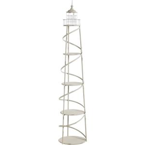 Cape Craftsmen 5 Tier Metal White Distressed Lighthouse Metal Display Unit with Glass Cylinder for Candle