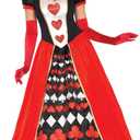 Leg Avenue Womens 2 Pc Deluxe Queen of Hearts With Card Suit Ball Gown, Crown Adult Sized Costumes