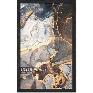 Engineered Wood 10x16 Picture Frame, Black Frame for 10 x 16 Inch Picture Poster Photo, Light Weight 10 by 16 Frame with Wood-grain for Wall - 1 Pack/Black/10 x16