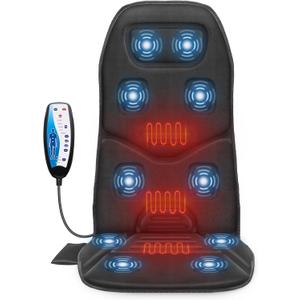 COMFIER Massage Seat Cushion with Heat - 10 Vibration Motors, Back Massager for Chair, Vibration Massage Only, Not Shiatsu/Rolling,Massage Chair Pad for Back Ideal Gifts for Men, Women 