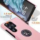 JAME for Samsung Galaxy S24 Ultra Case, Slim Fit Shockproof Heavy Duty Protective Cover with Ring Holder Stand Kickstand, Military-Grade Protection Phone Case for Galaxy S24 Ultra 6.8", Pink