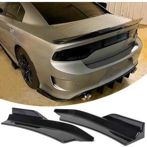 Rear Bumper Spoiler Diffuser Splitter Protector Fit for Dodge Charger SRT, R/T 392, GT, Scat Pack, Daytona 2015-2023, 2PCS Rear Bumper Side Lip Aprons Valence Spat Accessories (Gloss Black)