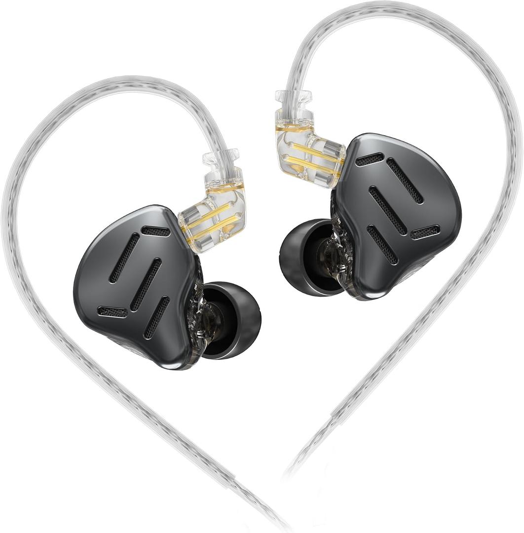 KZ Zax in Ear Headphones 7BA+1DD Hybrid 16 Drivers HiFi Noise Cancelling in Ear Monitor, Zin Alloy Shell Metal Wired Earphone with 3.5mm Jack Detachable 2 Pin 0.75mm Cable (No mic, Black)