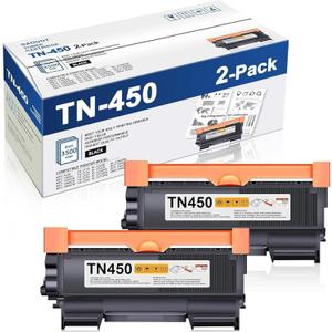 TN450 Toner Cartridge Black High Yield 2-Pack Replacement for Brother TN-450 HL-2270dw HL-2280dw MFC-7860dw IntelliFax 2840 2940 Printers