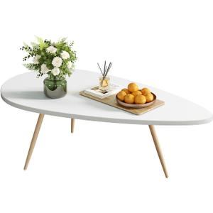 SAYGOER Modern Coffee Table White Oval Coffee Tables for Living Room Simple Center Table for Small Space Home Office Easy Assembly 22.2" D x 42.5" W x 17.1" H, White