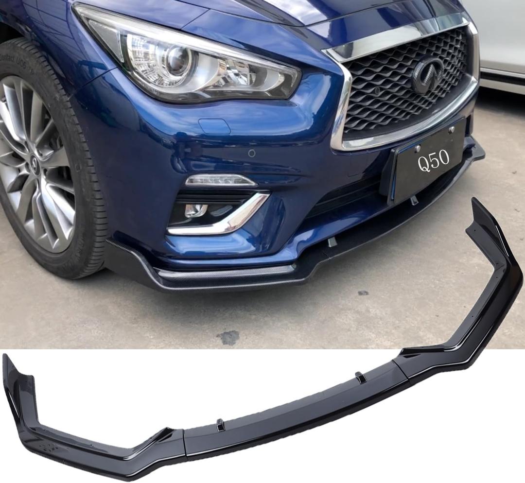 MUCO 3PCS New Front Bumper Front Lips Compatible with Infiniti Q50 Sport 2018 2019 2020 2021 2022 2023 Car Front Spoiler-Gloss Black Sport Front Spoiler Only Q50 Sport