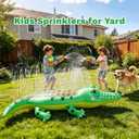 Sprinkler for Kids Large Inflatable Crocodile Water Toys, Kids Sprinklers for Yard, Outdoor Water Spray Sprinkler Summer Toddler Toys for Boys Girls Dogs Backyard