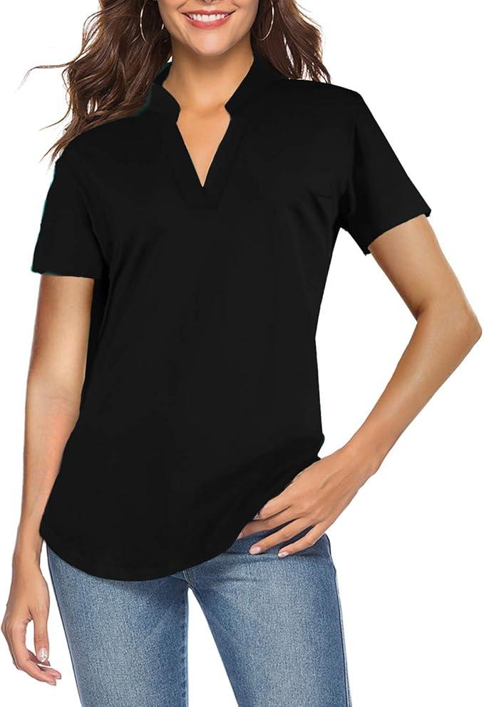 CEASIKERY Women's 3/4 Sleeve V Neck Tops Casual Tunic Blouse Loose Shirt 2XL
