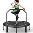 BCAN 450/550LBS Mini Rebounder Trampoline for Adults with Bar, Fitness Trampoline with Bungees, Adjustable Handle, Stable & Quiet, Indoor Outdoor, Whole-Body Workout & Relaxation at Home-40IN/48IN