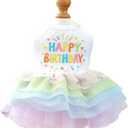 Dog Birthday Outfit Girl Puppy Princess Tutu Dress for Small Dogs Pet Birthday Cake Dresses Cat Birdhay Decoration Haliday Pet Apparel (Coloful, X-Large)