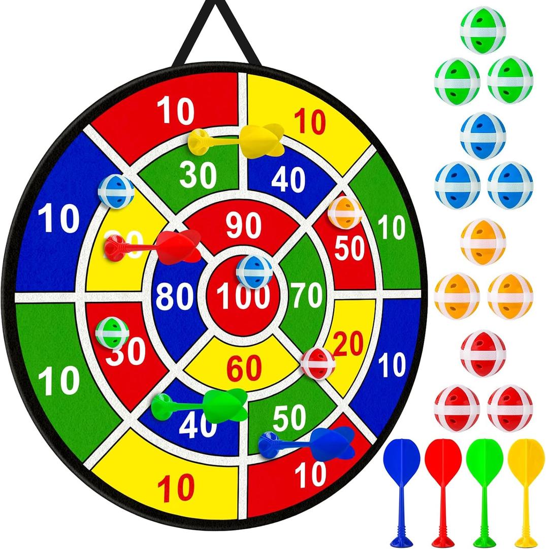 Large Dart Board Toys for Kids - 29'' Sticky Board with 12 Sticky Balls 4 Darts Indoor Outdoor Party Games Toys Easter Basket Stuffers Birthday Gifts for 3 4 5 6 7 8 9 10 11 12 Years Old Boys Girls