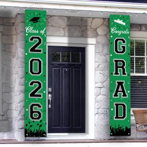 2026 Graduation Decorations, Graduation Banner Class of 2026, Hanging Congratulations/Congrats Grad Banner for Door and Porch, Party Decor - Green