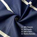 Navy Blue Striped Shower Curtain, Modern Coastal Bathroom Decor, Clean White Horizontal Stripes, Linen Texture Waterproof Fabric, 72" x 72"