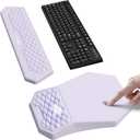 Ergonomic Mouse Pad and Keyboard Wrist Rest Support Set, Massage Design Mousepad for Carpal Tunnel Pain Relief, Memory Foam, Non-Slip PU Base for Computer Desk, Purple