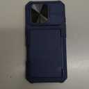 BXYJY for iPhone 16 Pro Case with Card Holder (4-5 Cards), Slide Camera Cover, Military Grade Protection, Shockproof Heavy Duty Rugged Silicone Men Women Wallet Phone Case for iPhone 16 Pro, Blue