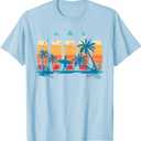 Vintage Surfboard Sunset Surfboarder Retro Surfer Palm Tree T-Shirt, Baby Blue, Small