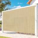 Outdoor Roller Shades for Patio, 9' W x 8' H Cordless Patio Shades Roll Up Outdoor Blinds with Splicing Design, 90% UV Protection for Porch Gazebo Pergola, Sesame