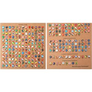 291pcs National Flag Thumb Tacks, Creative Country Flag Push Pins with Cork Board Push Pins for Map Travel Map Tacks for Bulletin Boards Soft Boards Offices Homes