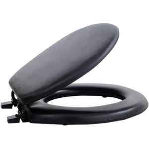 Soft Standard Vinyl Toilet Seat, Black - 17 Inch Soft Vinyl Cover with Comfort Foam Cushioning - Fits All Standard Size Fixtures - Easy to Install Fantasia by Achim Home Decor