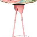 Alpine Corporation ORS876 Outdoor Metal Birdbath w/ Stylish Stand, Flamingo Pattern Birdbath Bowl and Stand, 23"H, Pink/Blue