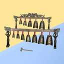 Healifty Mini Double Layers Bronze Chime 14.96X2.36X9.44In Ancient Chinese Folk Percussion Instrument Home Office Decoration Souvenir