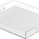 2 x Acrylic Tray 18x14 with Cut Handles - Spill Proof Decorative Tray is an Ideal Countertop Organizer for Living Rooms, Ottoman Coffee Tables, Offices, Kitchens & Serving Guests