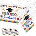 3 Pack Preschool Graduate Tablecloths Plastic Kindergarten Graduation Table Cover Decorations Pre K Congrats Grad Table Cloths for Preschool Graduate Party Ceremony Decor Supplies, 54 x 108'' (White)