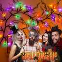 [8 Modes & Timer] 6 Ft Halloween Willow Vine Twig Decor Garland with Bats Pumpkins Spiders Lights, 54 LED Battery Operated Halloween Lights for Indoor Home Mantle Fireplace Decor