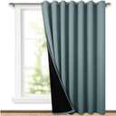 NICETOWN Greyish Blue 100% Blackout Room Divider Celling Curtains for Patio Door, Super Heavy-Duty Thermal Backing Sliding Door Drape, Privacy Assured Window Treatment(1 Panel, 100" W x 84" L)