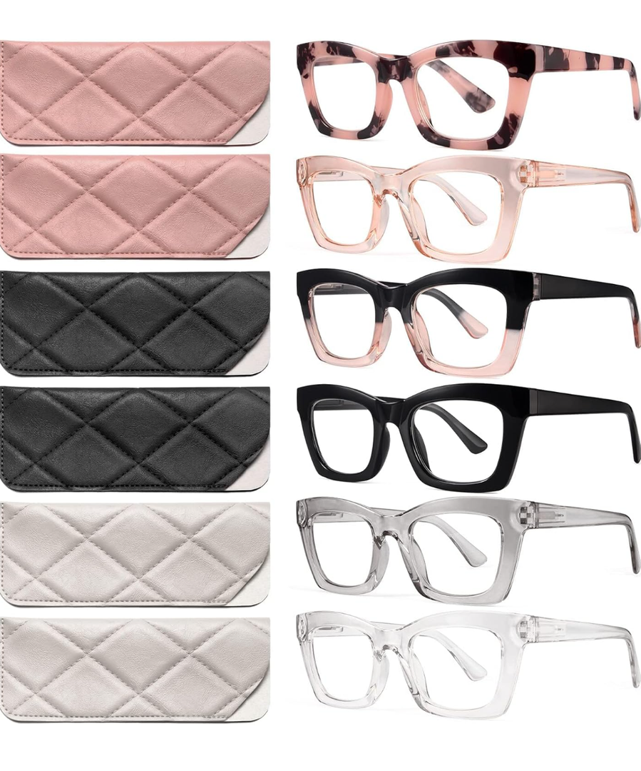 CCVOO 6 Pack Oprah Reading Glasses for Women, Eyeglasses, Blue Light Readers for Women, Computer Eye Glasses, Cheaters, +1.5