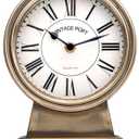 NIKKY HOME Vintage Gold Mantle Clock, Silent Non-Ticking Battery Operated Rustic Table Desk Shelf Clock for Living Room Decor