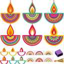 24 Sets Diwali Craft Kit DIY Diwali Diyas Festival of Lights Tissue Paper Craft Hanging Ornament for Rangoli Deepavali Party Decorations Supplies