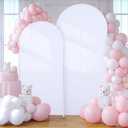 White Arch Backdrop Covers - 6.6FT, 5FT Spandex Fitted Wedding Arch Stand Covers Round Top Chiara Arch Backdrop Cover for Wedding Birthday Party Decoration