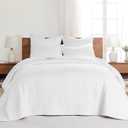 Levtex Home - Cross Stitch Bright White Bedspread Set - King Quilted Bedspread and Two King Shams - Cross Stitch Pattern - Bedspread (120x104in.) and Sham (20x36in.) - Cotton