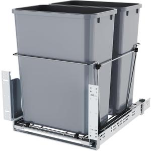 35QT Pull Out Trash Can for Under Sink Storage, Adjustable Sliding Drawer System, Doesn't Include Door Fittings (2*35 qt)