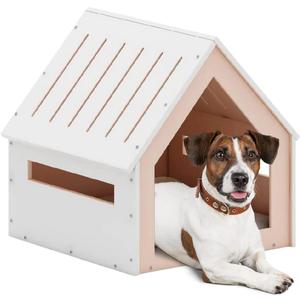 POLIPETS Big House for Pets, Wooden House for Pets for Interiors, Resistant Wood with Cushion for Dog Included, Minimalist, Elegant and Resistant, 24x25x24.5 in, Matte White