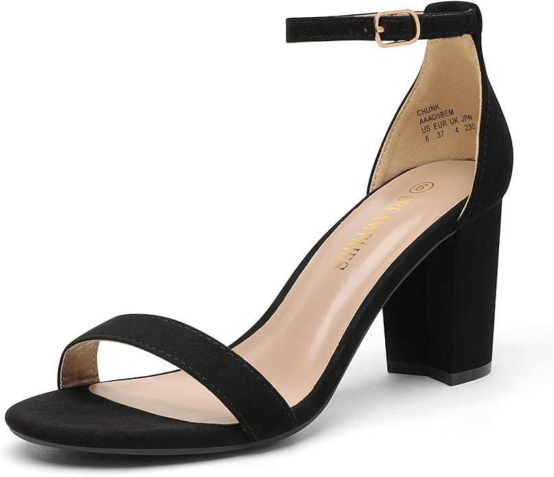 DREAM PAIRS Women's Chunky Block Heel Sandals, Open Toe Ankle Strap Dress Shoes, Comfortable Wedding Guest Heels for Party, Prom and Formal Events  7 size