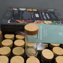 EDELHAUS Square Spice Jars with Bamboo Wooden Lid (Pack of 24) Spice Jars with Shaker Insert and 240 Labels - Bamboo Lid Glass Container for Spice Organisation [4.3 in  1.8 in]