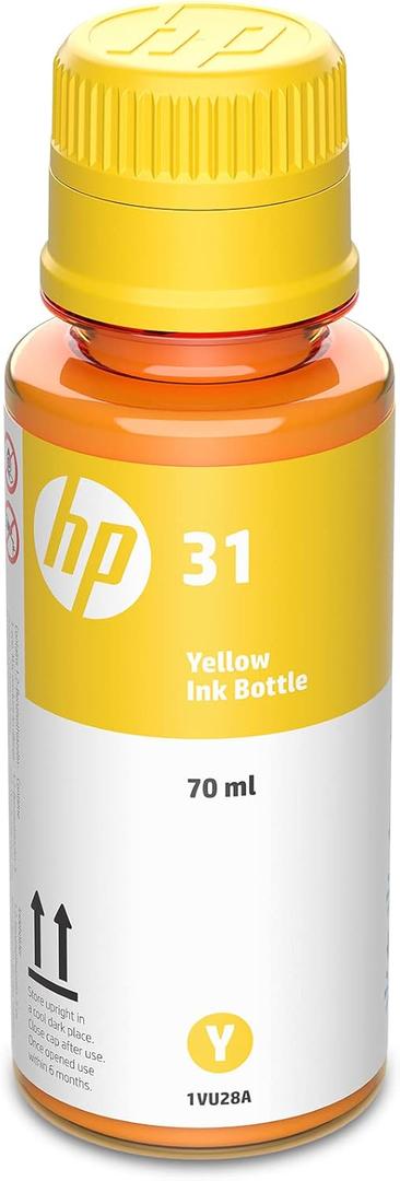 HP 31 | Ink Bottle | Yellow |Up to 8,000 pages per bottle|Works with HP Smart Tank Plus 651 and Smart Tank Plus 551 | 1VU28AN | HP 31 | Ink Bottle | Yellow |Up to 8,000 pages per bottle|Works with HP Smart Tank Plus 651 and Smart Tank Plus 551 | 1VU28AN |