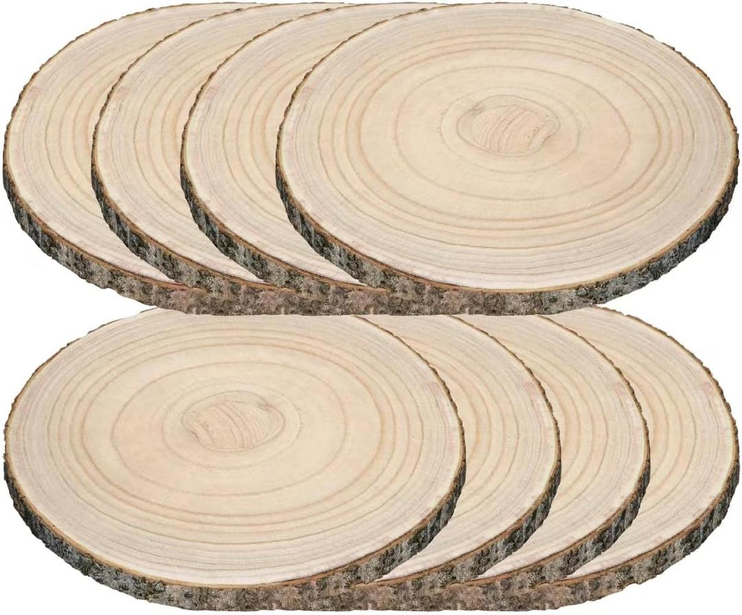 8 Pieces of 11-12 Inches Wood Slices for Centerpieces,Wooden Slices for Table Top,Wooden Slabs for Crafts,Round Wood Splices for Wedding Table,Home Dinner Table,Etc. (11-12 inches), Natural