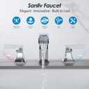 Chrome Bathroom Sink Faucet,Sanliv 3-Piece Widespread Bathroom Faucets for 3-Hole Sinks 4-8 inch,2-Handle Waterfall Vanity Faucet with Drain Assembly,Polished Chrome