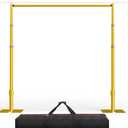 EMART Pipe and Drape Backdrop Stand Kit, 8.9ftx10ft Heavy Duty Adjustable Photo Background, Metal Frame with Flat Base for Wedding, Birthday Party, Banquet Decorations - Gold