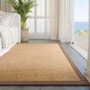 Washable Area Rug 5x7 Large Jute Like Rug for Living Room, Soft Non Slip Rugs Carpet for Dining Room Bedroom Cotton Boho Woven Braided Rugs Home Office Decor, Brown, 5' x 7'