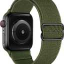 OXWALLEN Stretch Solo Loop Band Compatible with Apple Watch Series 11/10/9/8/7/6/5/4 SE 3/2/1 42mm 41mm 40mm 38mm, Adjustable Elastic Nylon Braided Sport Strap for iWatch Women Men, Military Green