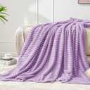 BEDELITE Throw Blanket for Couch, 3D Ribbed Jacquard Soft and Cozy Fleece Throw Blanket for Sofa and Chair, Fluffy Plush Lightweight Blankets for Bed, for Women, 50x60 inches (Lavender)