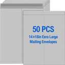 50 Pcs 14'' x 18'' Extra Large Mailing Envelopes 32lb with Gummed Flaps, Catalog Jumbo Craft Envelopes for Mailing, Storage and Organizing Documents Office Supplies(Gray)