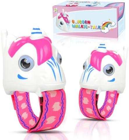 Unicorn Walkie Talkies for Kids, 2 Pack Camping Unicorn Outdoor Toys for Girls Age 3-12 Year Old, 3 Channel Toy Birthday Gifts Easter Halloween Christmas Stocking Stuffers