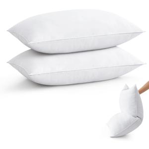 puredown Goose Feather Down Pillows Standard Size Set of 2, Soft Fluffy Luxury Hotel Collection Bed Pillow for Back, Stomach or Side Sleeper.