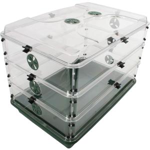 95457 24" x 15" x 16.75" Domed Propagator, Green, 3 Side Extenders and Locking Clip Set